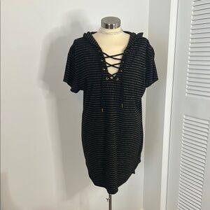Time and Tru Black and Gold Striped Dress